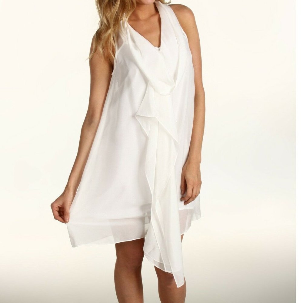 Miha Size 0 Opia White Sleeveless Ruffle Dress Msrp $320.00